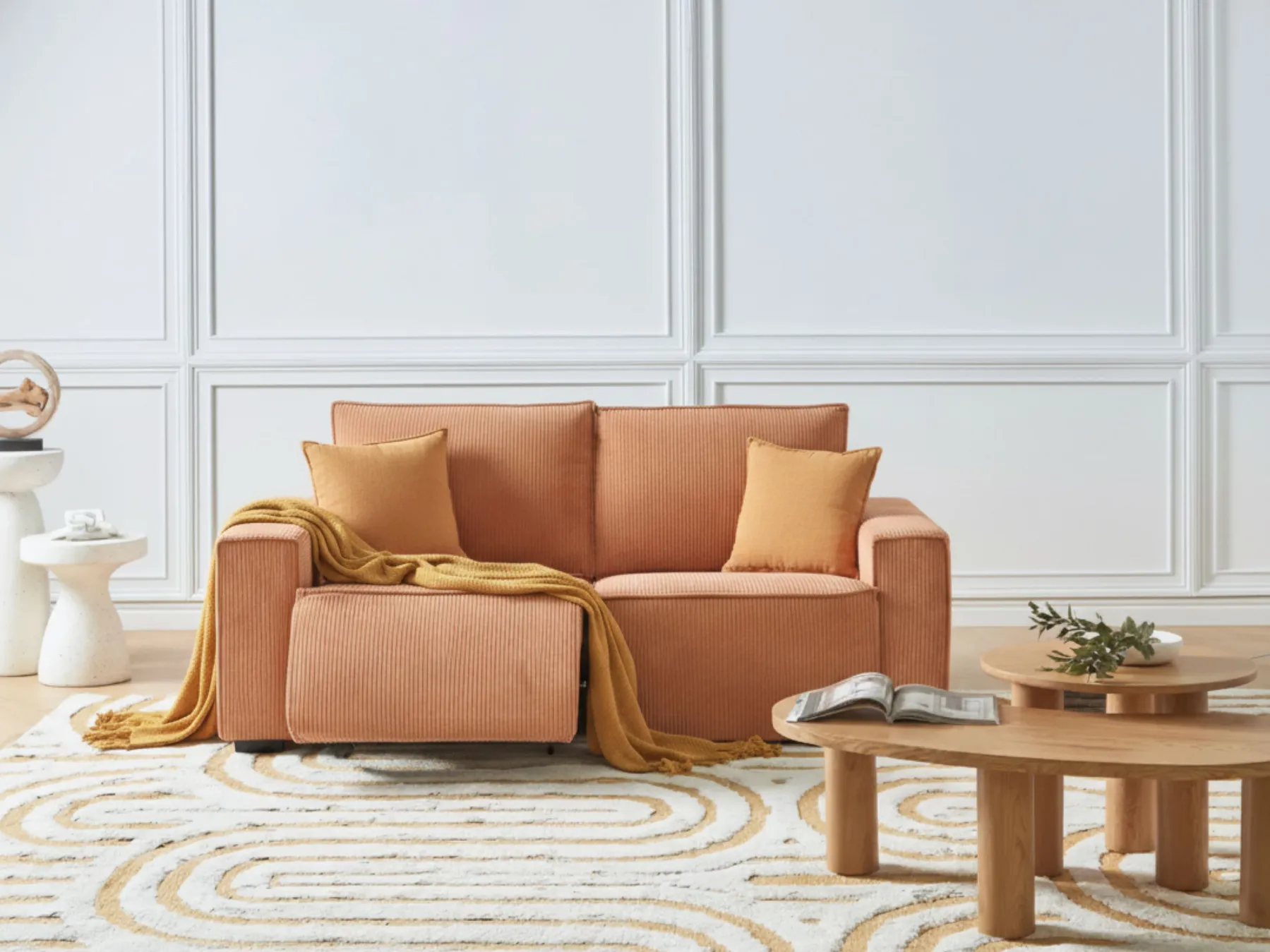 Sofa elektrisch verstellbar 2-Sitzer NUKARI Cord Orange_918672