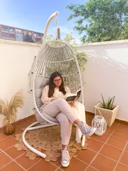 Hängesessel mit Gestell SESIA Polyrattan Hellgrau_828257