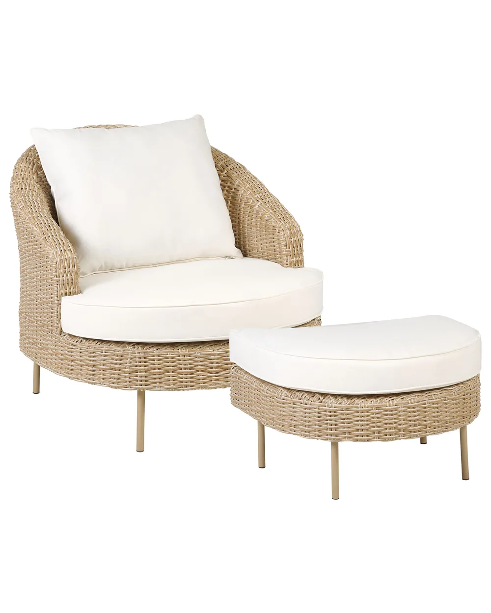 Gartensessel mit Ottomane ARCILLE II Polyrattan Naturfarben