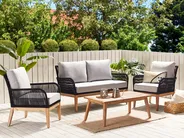 Lounge Set mit Tisch 4-Sitzer MERANO Akazienholz Grau_772229