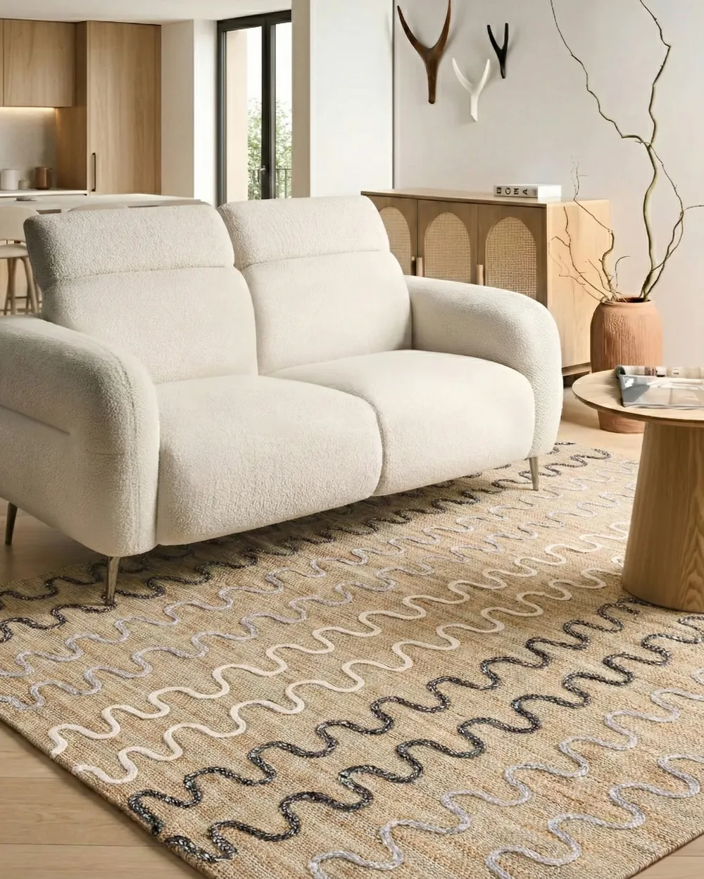 Teppich SOGUT Beige 140 x 200 cm Jute