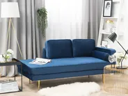 Rechtsseitige Chaiselongue MIRAMAS Samtstoff Marineblau_739185