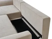 Eckschlafsofa 3-Sitzer NUBORG Chenillegewebe Hellbeige linksseitig_1017683