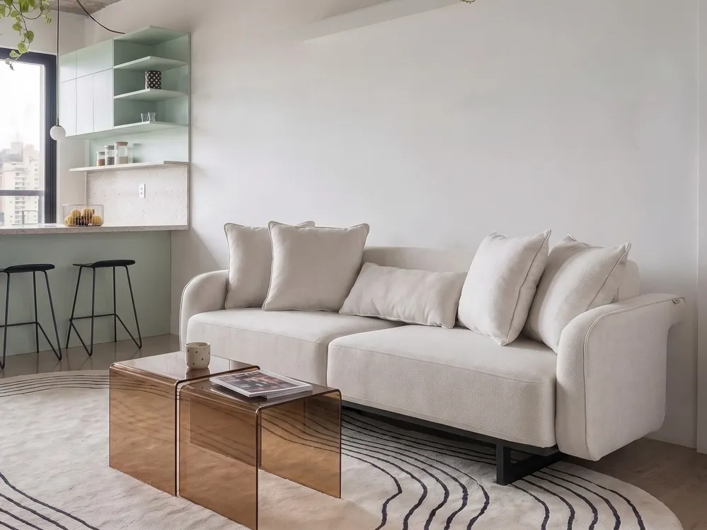 Sofa 3-Sitzer SVANEK Stoff Cremeweiß