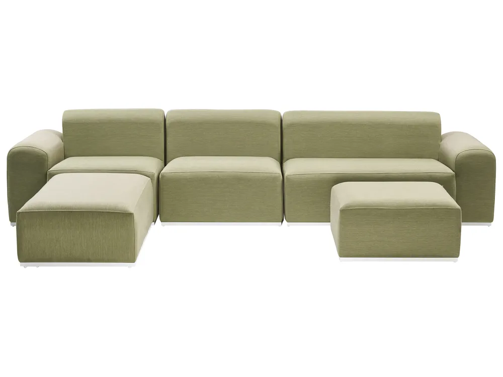 Gartensofa mit Ottomane 7-Sitzer BATTIFOLLO modular Olivgrün