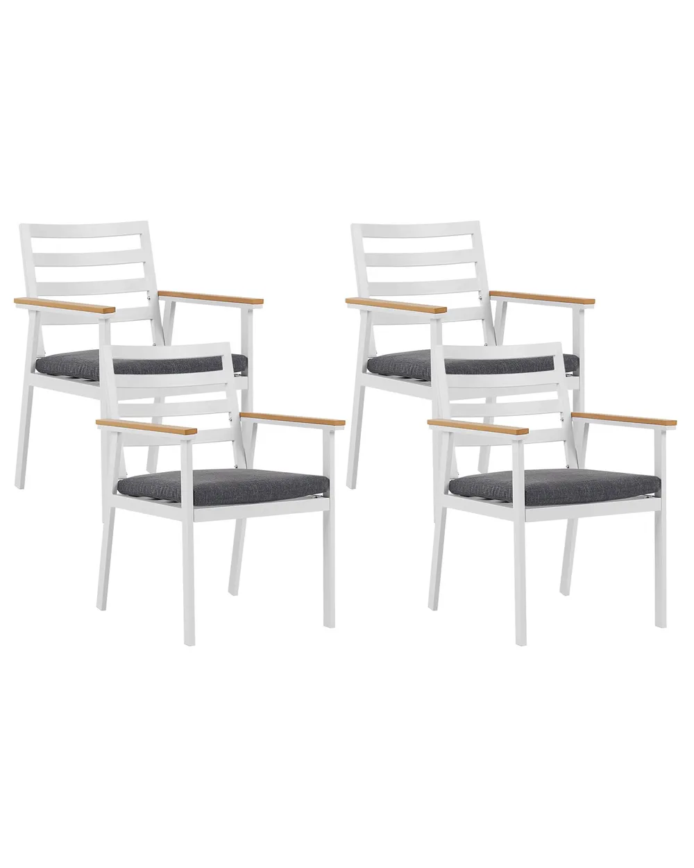 Set mit 4 Stühlen und Sitzkissen CAVOLI Metall Grau