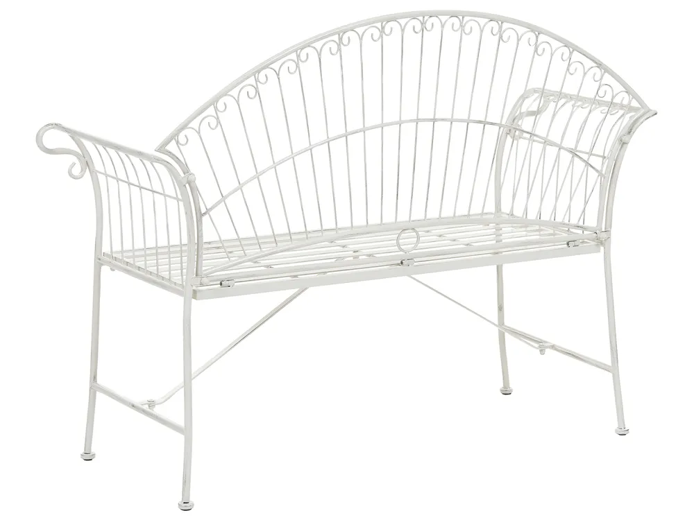 Gartenbank GUALEA 130 cm Metall Cremeweiß_1108122