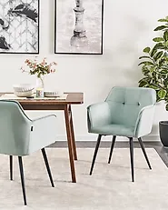 Set of 2 Dining Chairs JASMIN Velvet Mint Green_1176760