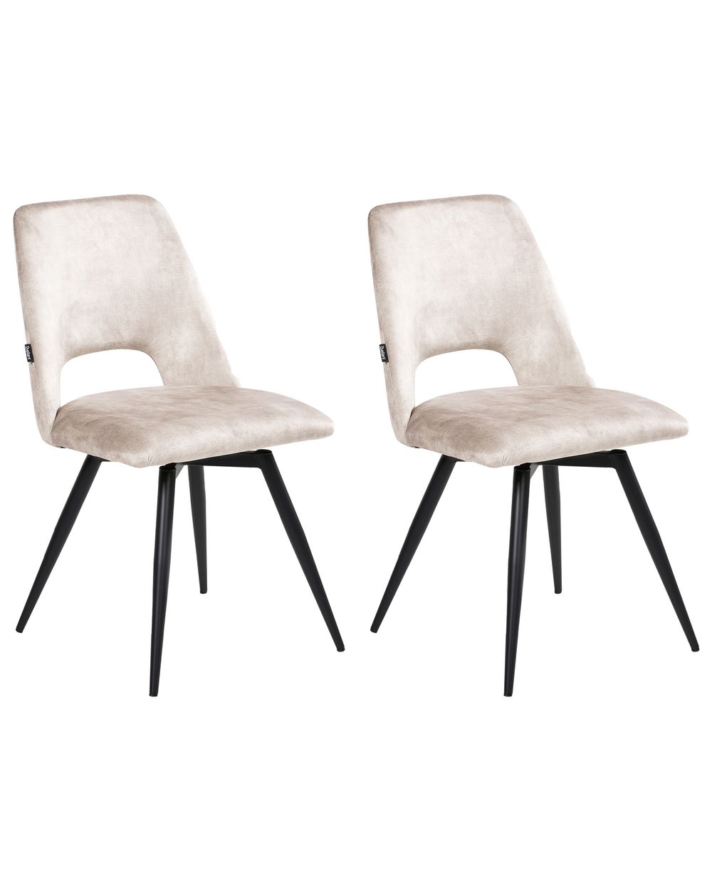 Set of 2 Dining Chairs HALLETT Velvet Light Beige