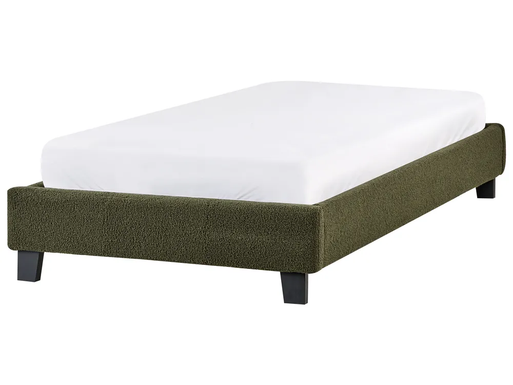 Bett ohne Kopfteil Bouclé ROANNE 90 x 200 cm Dunkelgrün_992171
