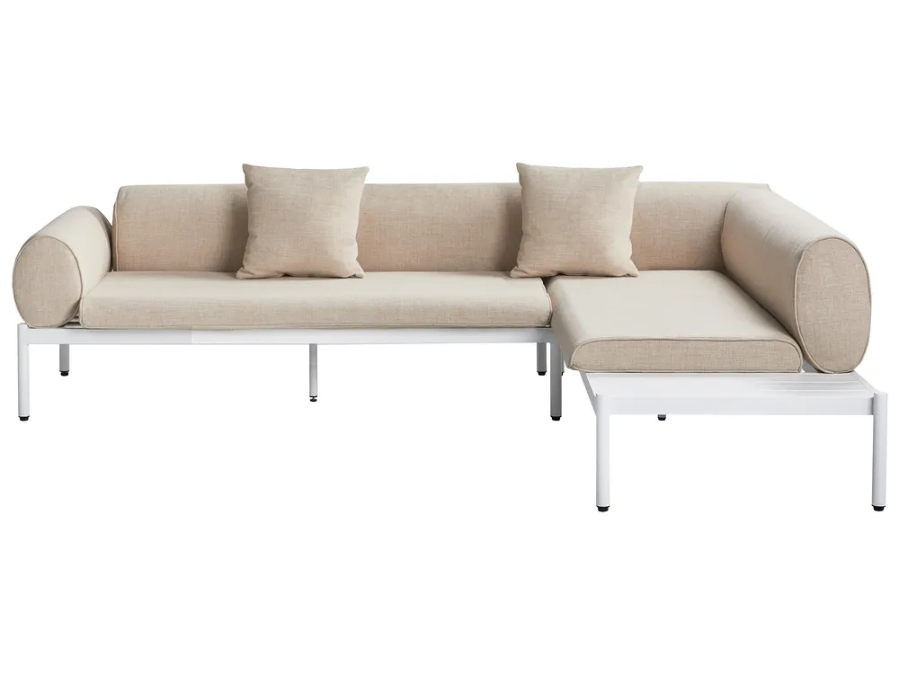 Garten Ecksofa mit Tisch 5-Sitzer RASIGLIA Metall Beige linksseitig_948065