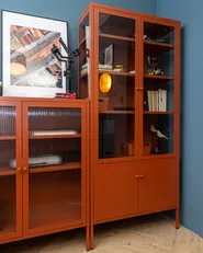 Glass Display Cabinet OXTED 80 cm Metal Golden Brown_1115004