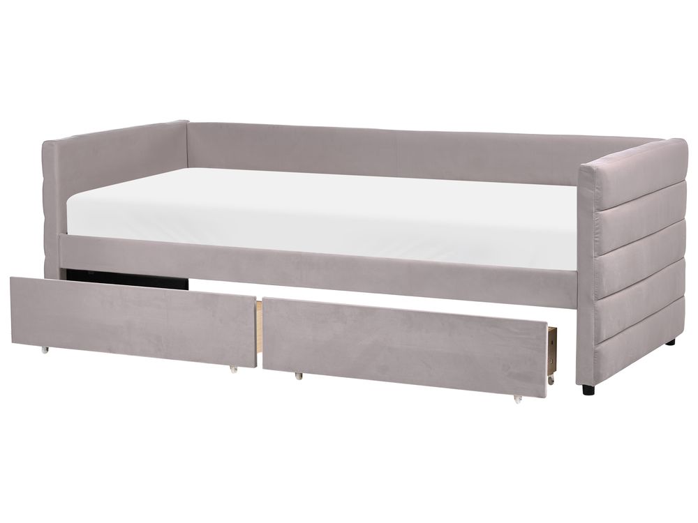 Dnevni krevet s ladicama MARRAY Samet svijetlosivi 90 x 200 cm