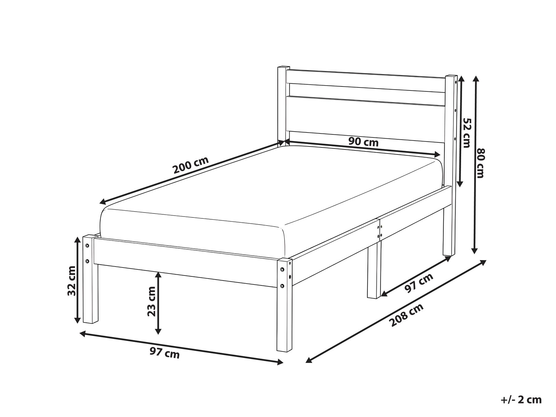 Krevet Borovo drvo MERCURER 90 x 200 cm Svijetlosmeđa_1109776