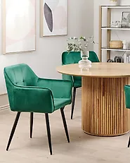 Set of 2 Dining Chairs JASMIN Velvet Emerald Green_1187350