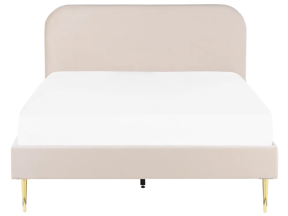 Bett mit Lattenrost Samtstoff FLAYAT 140 x 200 cm Hellbeige_834183