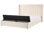 Wasserbett mit Stauraumbank NOYERS Samtstoff Cremeweiß 180 x 200 cm_1036842