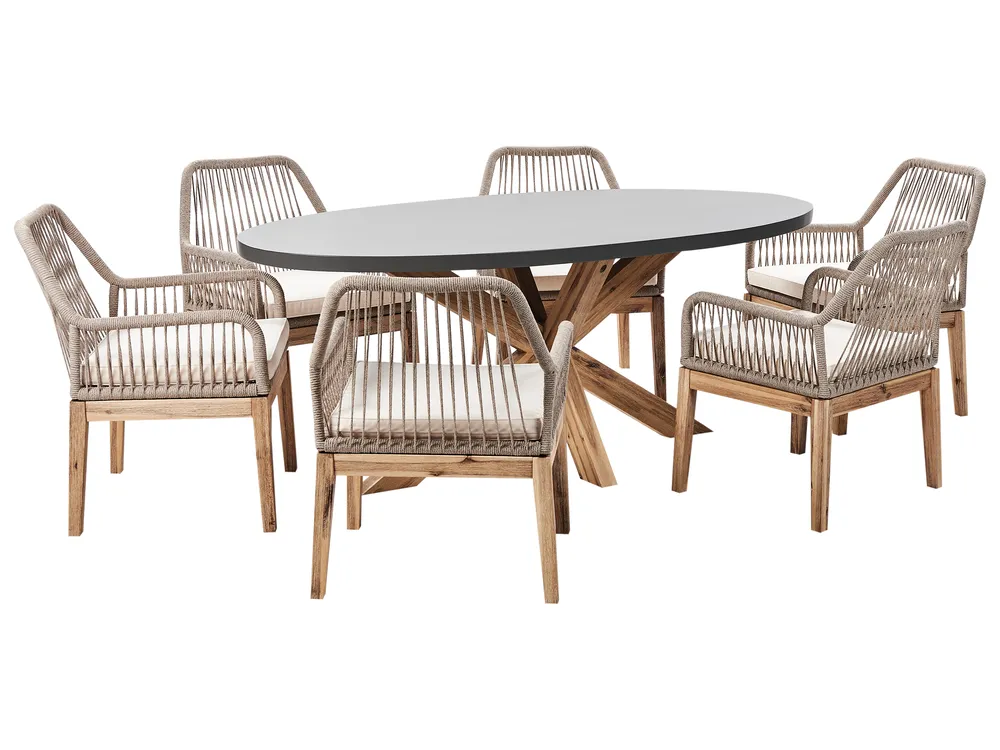 Gartenmöbel Set 6-Sitzer ORISTANO inkl. Kissen Beton Beige