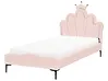 Kinderbett Krone Samtstoff RUBIAN 90 x 200 cm mit LED-Beleuchtung Rosa