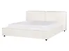 Bett mit Lattenrost Stoff LINARDS 160 x 200 cm Cremeweiß