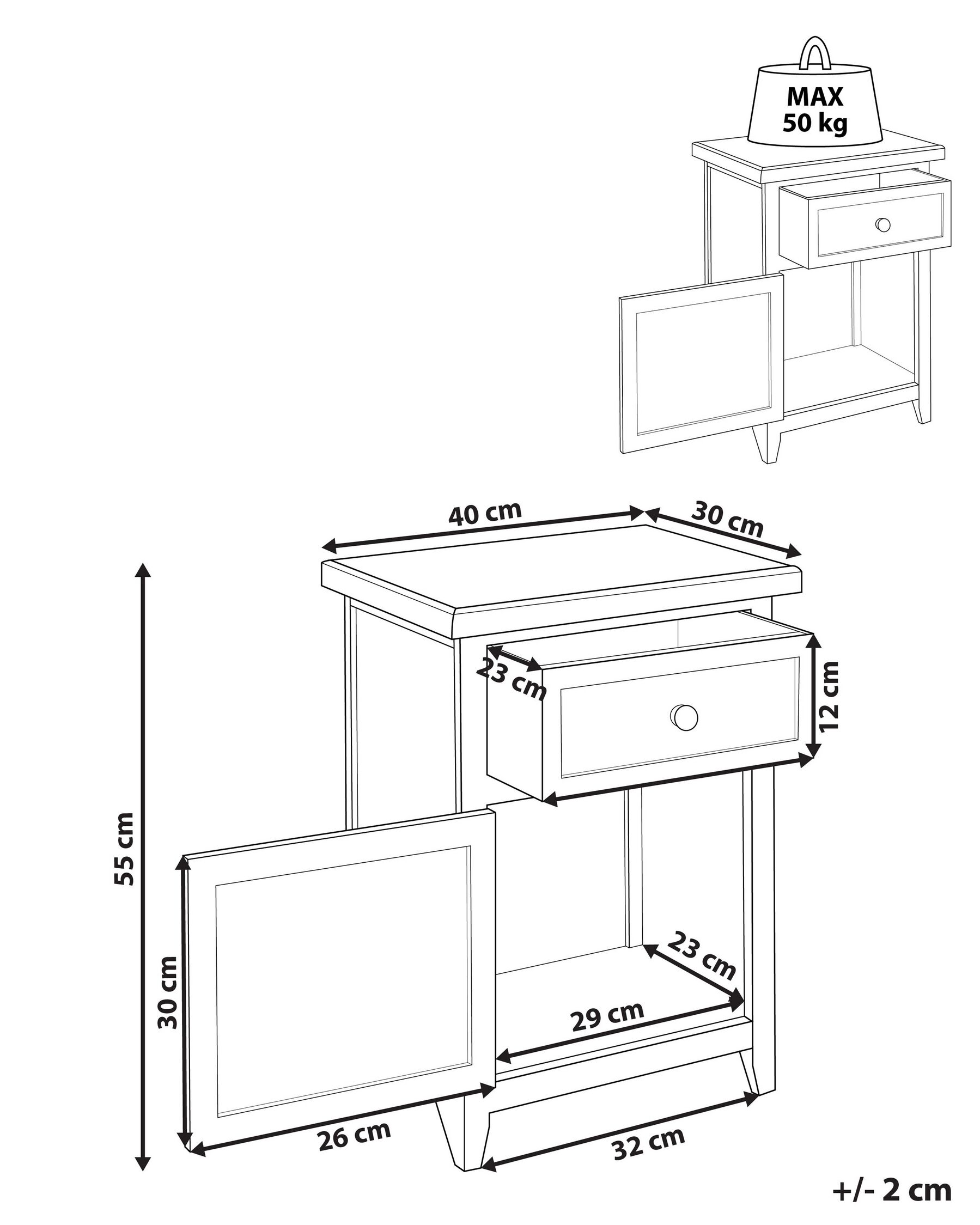 1 Drawer Bedside Table LAYOLA White_830028