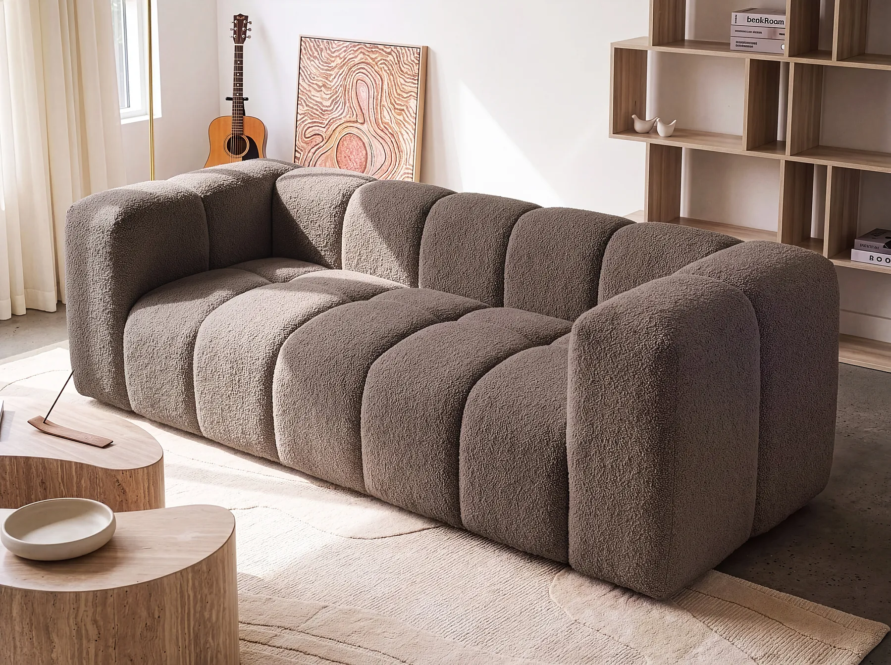 Bank 3-zits ANTOLA Bouclé Taupe_1161618