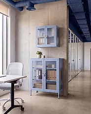 Wandschrank HARLYN 60 cm Metall Blau_1171309