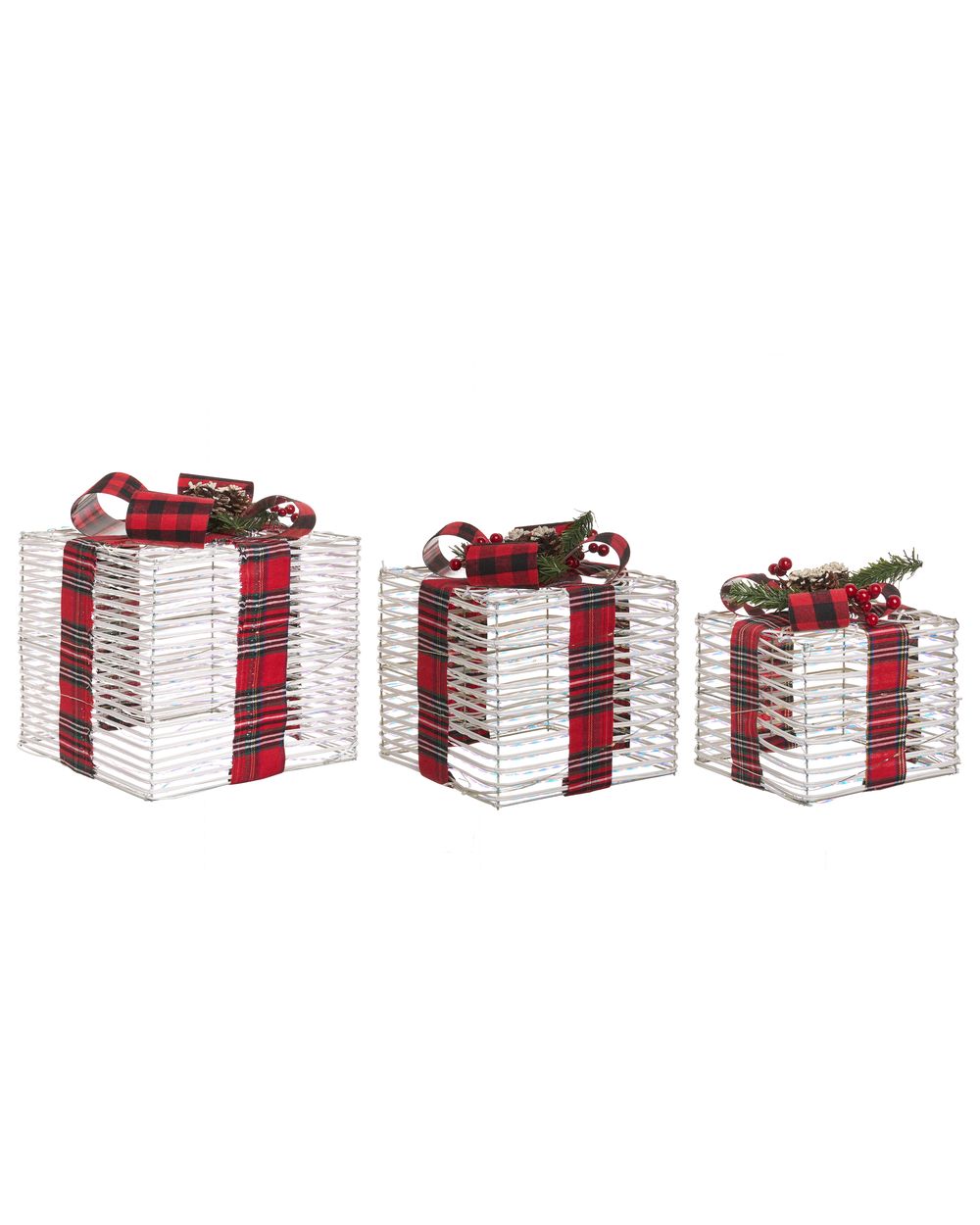 Set of 3 Christmas Decorations LED MANGEN 20/25/35 cm Christmas Gifts Off-White