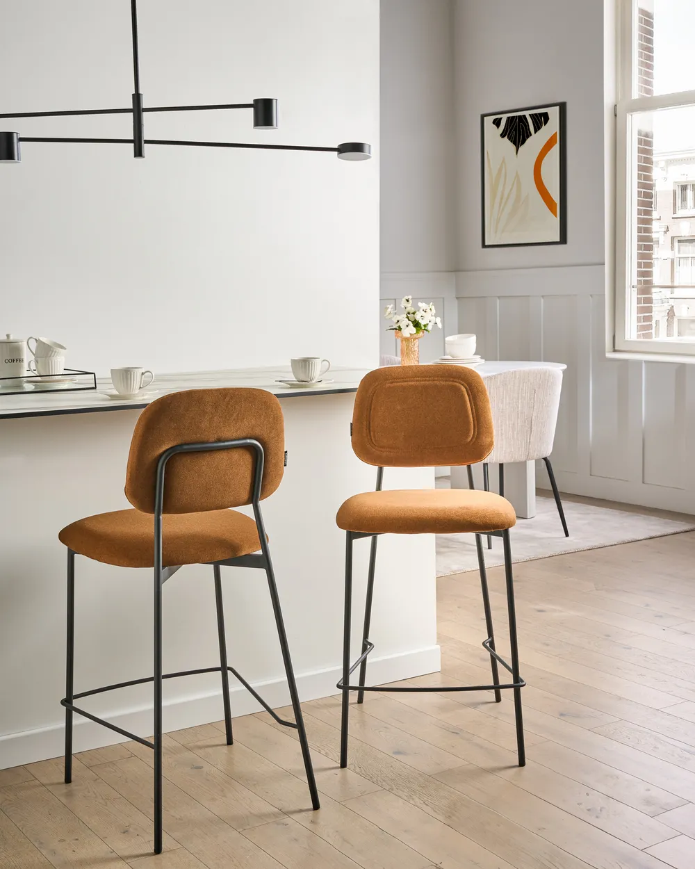 Set mit 2 Barstühlen DUETTE Samtstoff Goldbraun