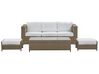 Lounge Set mit Tisch und Ottomane 5-Sitzer BELLUNO Polyrattan Weiß