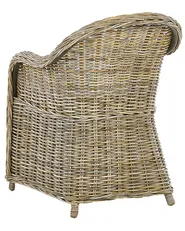 Gartensessel 2er Set mit Auflagen SUSUA Rattan Naturfarben_824191