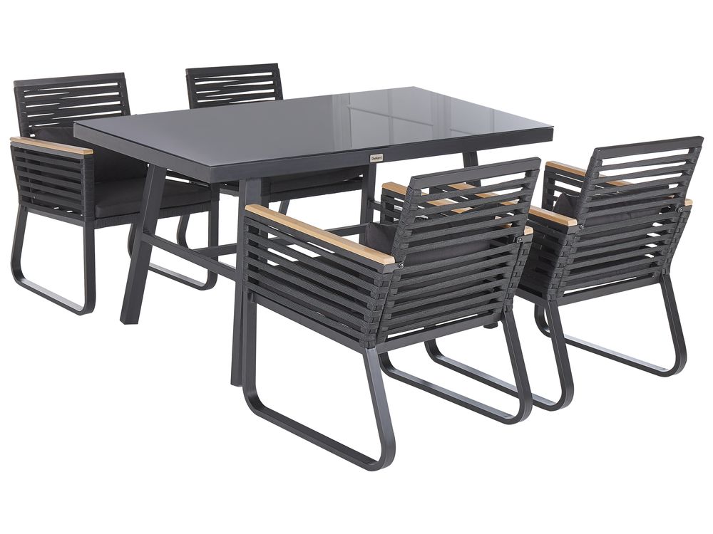 Vrtni blagovaonski set četveroznamenkasti CANETTO s jastucima Metal Crni