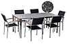 Gartenmöbel Set 6-Sitzer COSOLETO/GROSSETO Sicherheitsglas Granit Optik Schwarz