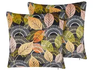 Dekokissen 2er Set LAGURUS 45 x 45 cm Samtstoff Bunt Pflanzenmuster_818555