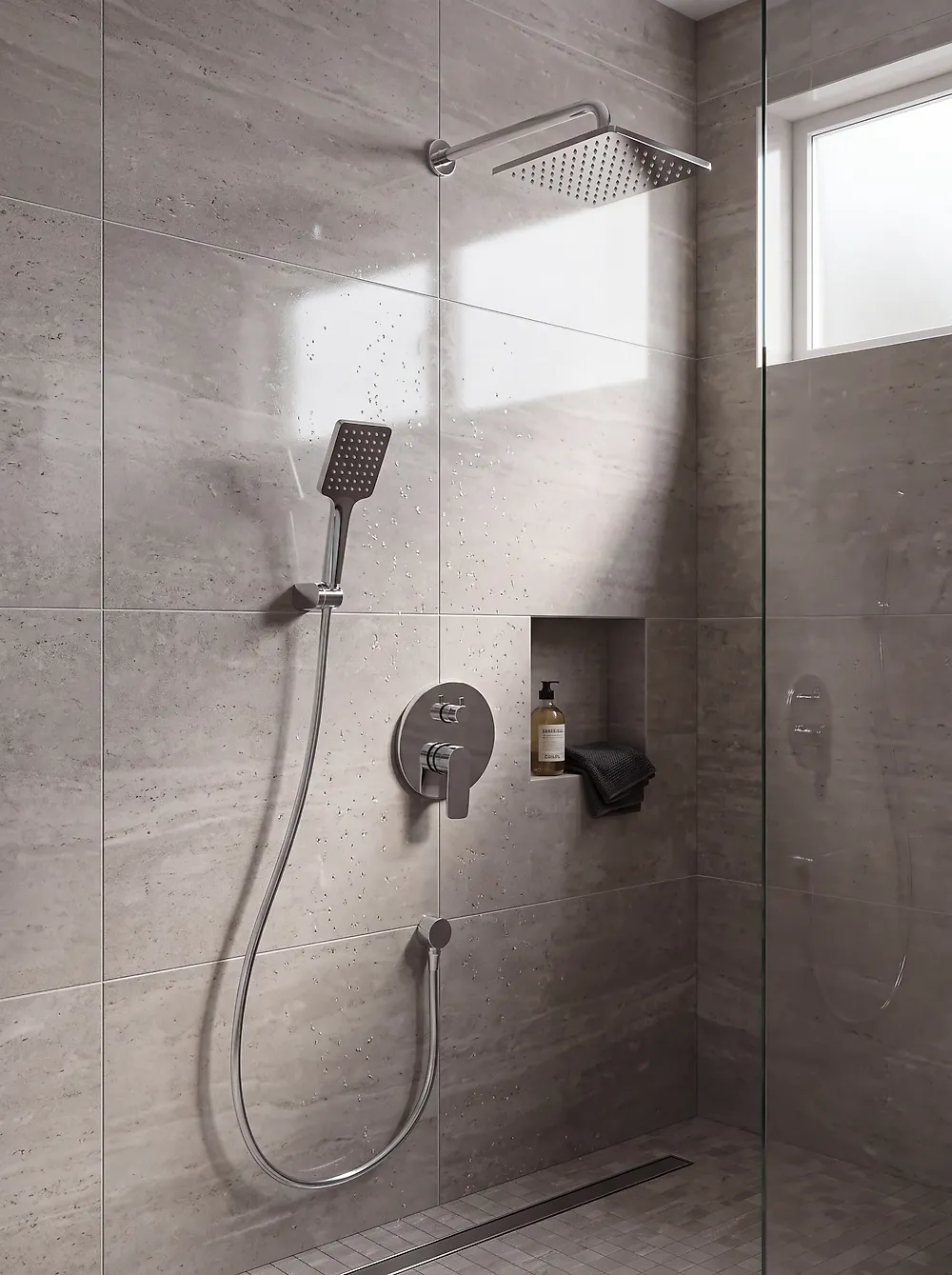 Einbau-Duschset mit Regendusche GUARATUBA Silber