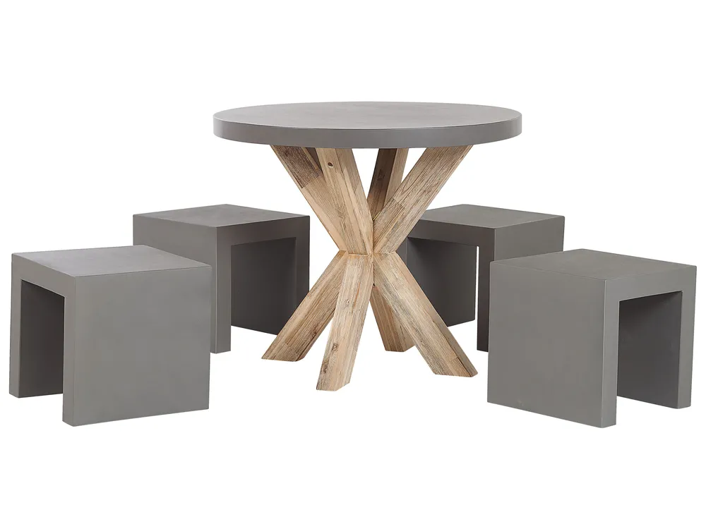Gartenmöbel Set mit Hockern 4-Sitzer OLBIA/TARANTO Beton Grau
