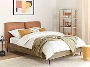 Bed Faux Leather LIMANTON 140 x 200 cm (EU Double) Golden Brown_1182878