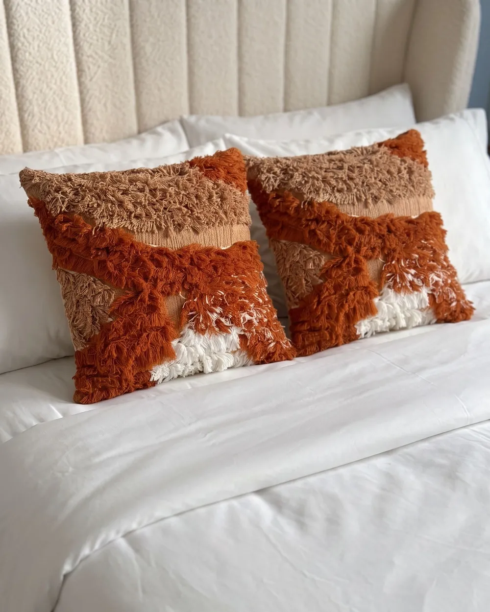 Dekokissen 2er Set SAGENIA 45 x 45 cm Baumwolle Orange Abstraktes Muster_1085383