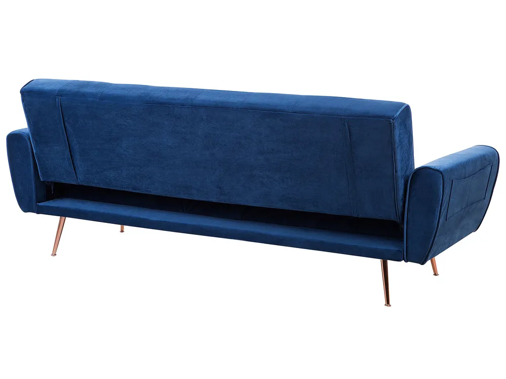 Schlafsofa 3-Sitzer SELNES Samtstoff Marineblau_754157