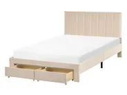 Bett mit Schubladen LONZAC Samtstoff Beige 120 x 200 cm_1014601