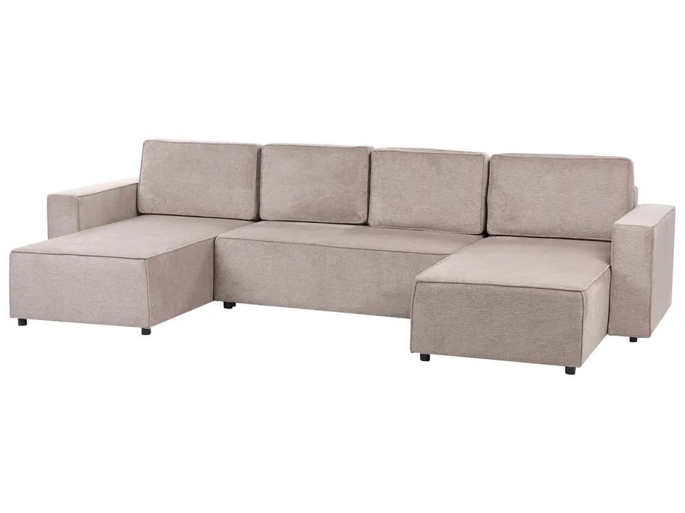 U-förmiges Schlafsofa 4-Sitzer VATNE mit Stauraum Stoff Taupe_950512