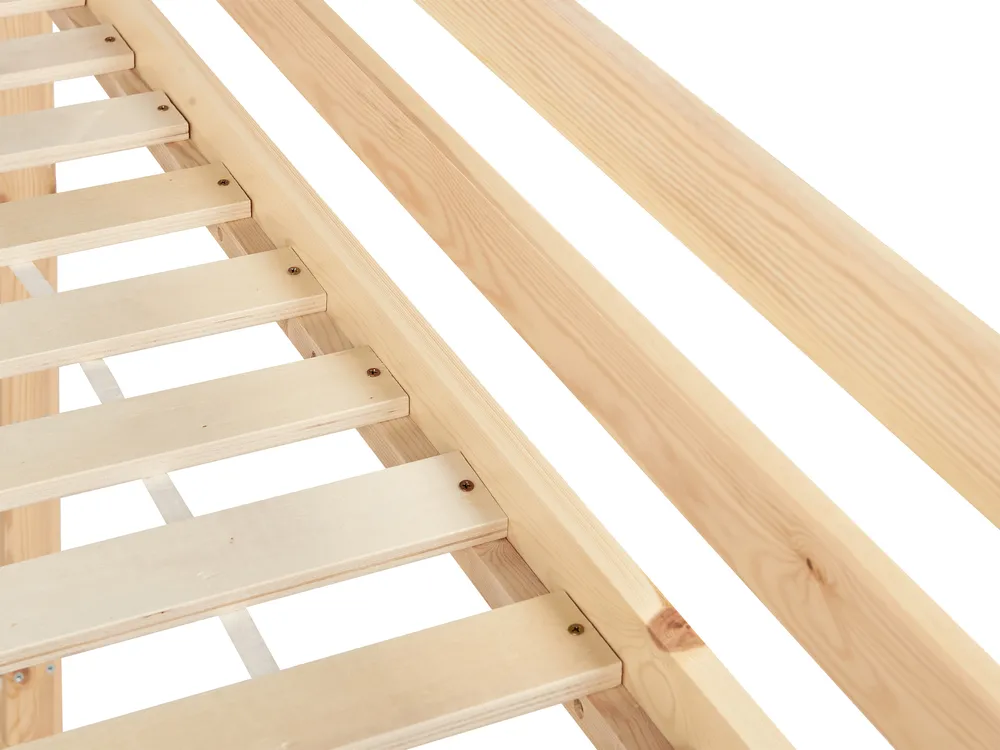 Hochbett mit Schubladen GIRGOLS Kiefernholz Hellbraun 90 x 200 cm mit Stauraum_968093