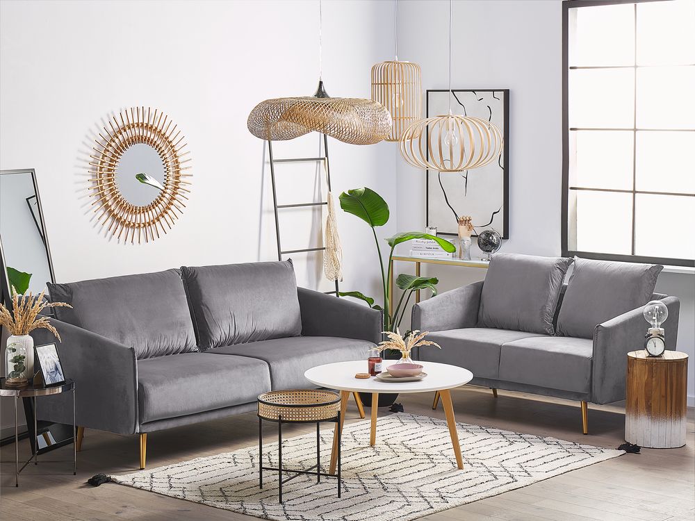 Living Room Set 5 Seater MAURA Velvet Grey