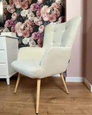 Ohrensessel VEJLE mit Fußstütze Stoff Hellbeige_1041728