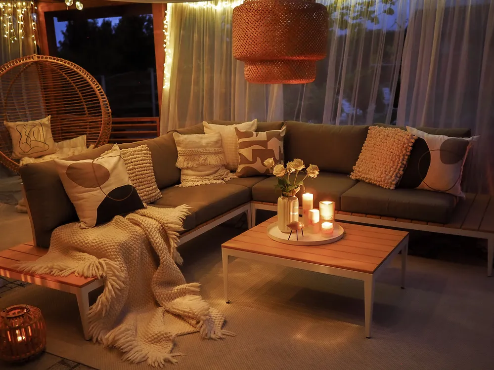 Garten Ecksofa mit Tisch 5-Sitzer POSITANO Grau_929316