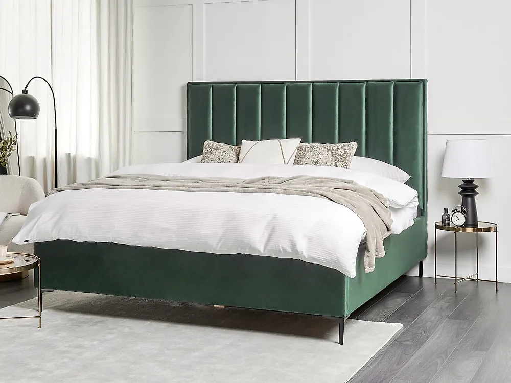 Bett mit Stauraum SEZANNE Samtstoff Dunkelgrün 180 x 200 cm_1184939