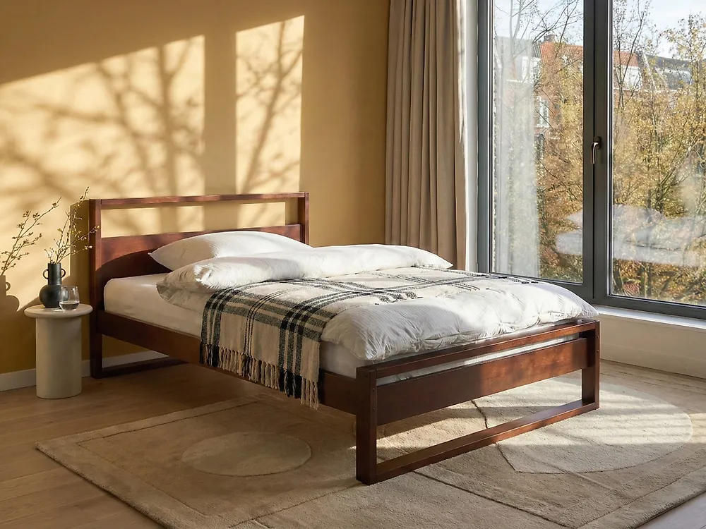 Bett mit Lattenrost Kiefernholz GIULIA 120 x 200 cm Dunkelbraun