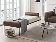 Chaise Longue MALMOS Faux Linen Faux Leather Dark Brown_931214