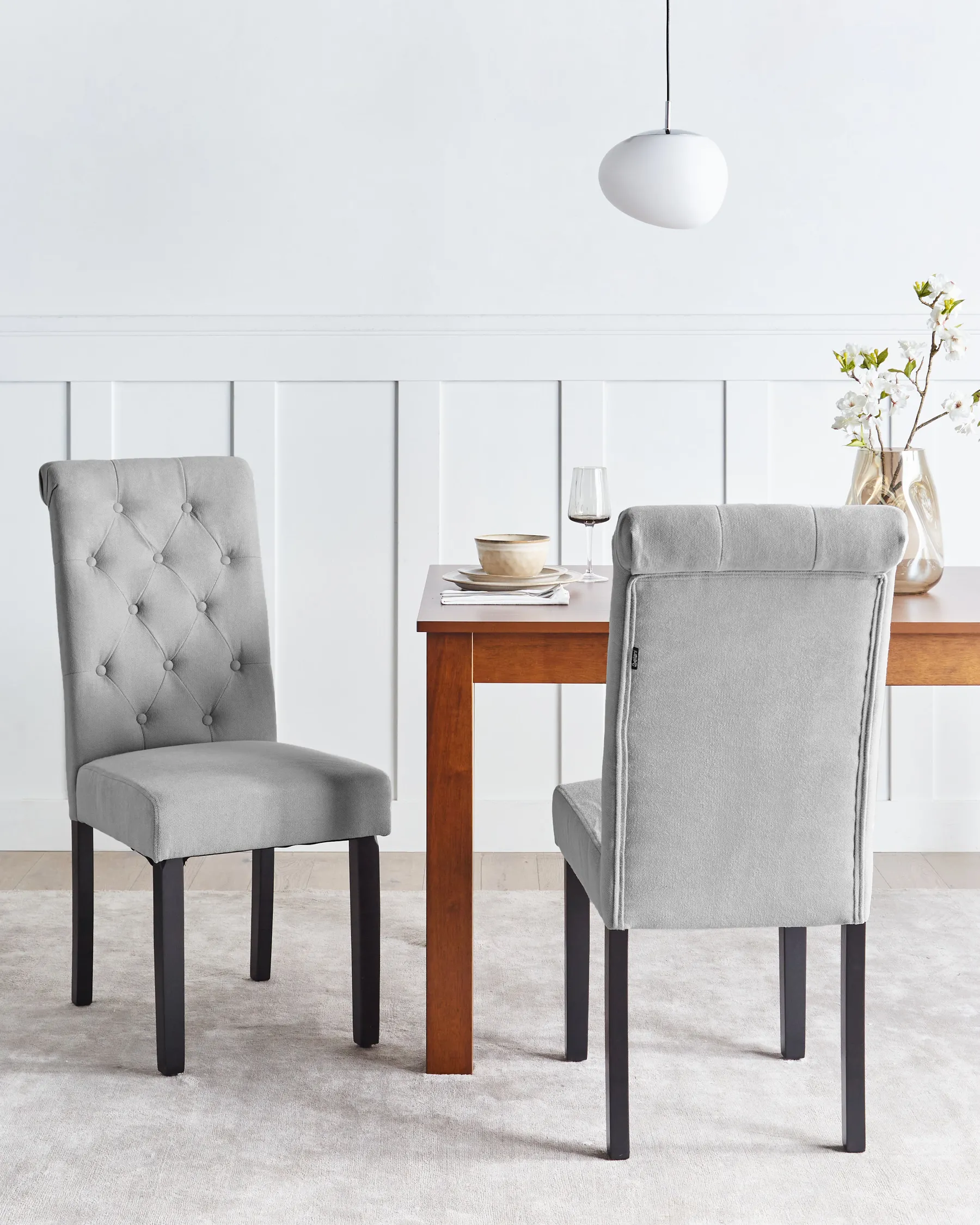 Set of 2 Dining Chairs VELVA Fabric Grey_781856