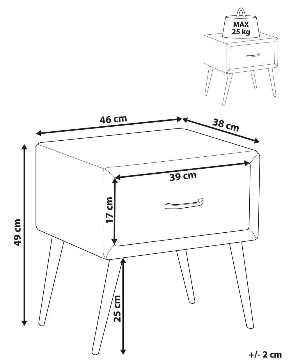 Nachttisch mit 1 Schublade FLAYAT Cord Grün_968024